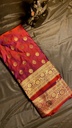 Deep Red Banarasi Satin Silk