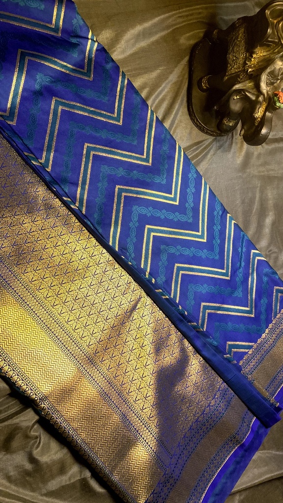 Royal Blue Banarasi Masru Silk Saree